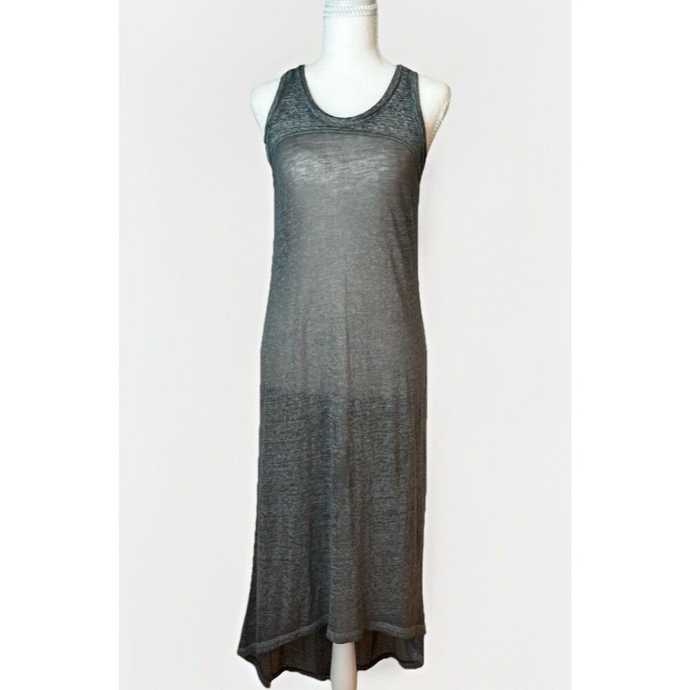 Athleta Sunrise Sheer Burnout Midi Dress Gray Racerback High Low Size S